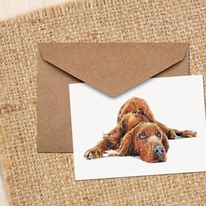 Rode Setter Groet / Note Card.Red Setter kaarten, Rode Setter nota kaarten, Ierse Setter wenskaarten, Rode Setter wenskaarten