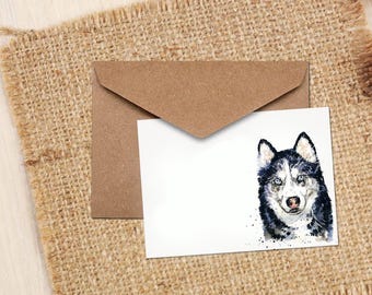 Husky Dog Greeting Card | Dog Lover Gift | (4x6" Blank) | Edswatercolours