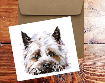 Tarjeta de felicitación de perro Cairn Terrier - Diseño de Eddie Kagimu