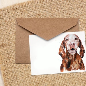 Vizsla Sugar Face Greeting/Note Card.Vizsla cartes,Vizsla notes cards, Vizsla cartes de vœux,Vizsla phestatées