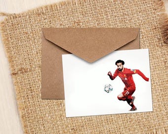 Mo Salah-hälsningskort | LFC-älskare-present | (10x15 cm tomt) | Edswatercolours