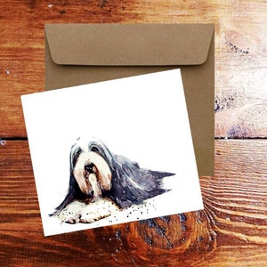 Bearded Collie Greeting/Note Card.Bearded Collie,Bearded Collie note card, Bearded Collie greeting card,Bearded Collie card