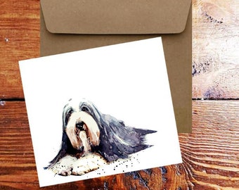 Bearded Collie Greeting/Note Card. Bearded Collie, carte de note Bearded Collie, carte de voeux Bearded Collie, carte Bearded Collie