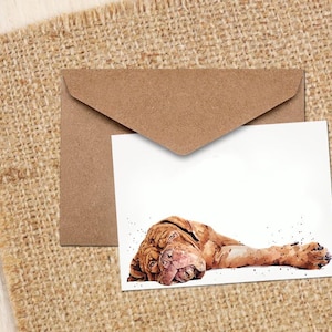 Classy Dogue de Bordeaux-kaarten van Edswatercolours 4 x 6 inch en 150 mm x 150 mm Premium kwaliteit DDB-wenskaarten