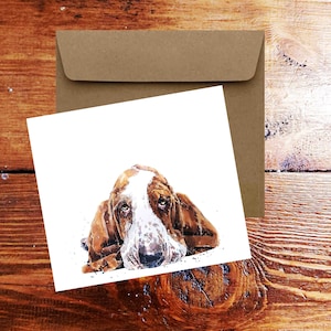 Tarjeta de felicitación cuadrada de Basset Hound II/tarjeta de notas-tarjeta de Basset Hound, tarjeta de Basset Hound, tarjeta de felicitación de Basset Hound