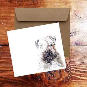 Biglietti d&#39;auguri Wheaten Terrier (assortiti). Biglietto d&#39;arte acquerello Wheaten Terrier, biglietto d&#39;auguri Wheaten Terrier, biglietto acquerello Wheaten Terrier