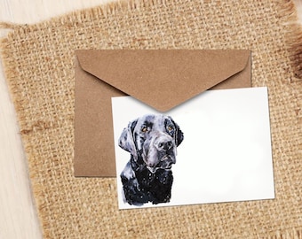 Black Labrador II Greeting Card | Dog Lover Gift | (4x6" Blank) | Edswatercolours