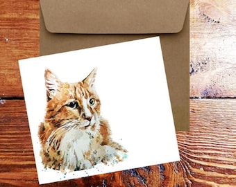 Ginger Cat Greeting Card | Cat Lover Gift | (150*150mm Blank) | Edswatercolours