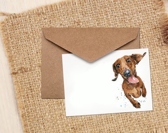 Dachshund Greeting Card | Dog Lover Gift | (4x6" Blank) | Edswatercolourscards
