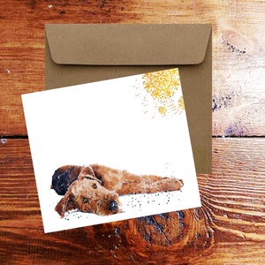 Airedale Terrier II Quadratische Weihnachtskarte(n) Einzel/ 6er Pack.Airedale Terrier Karten,Airedale Terrier Karten,Airedale Terrier Grußkarte