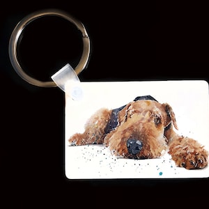 Airedale Terrier Keyrings (Assorted) .Airedale Art Keyring,Airedale  Dog Keyring, Airedale Terrier Keyring
