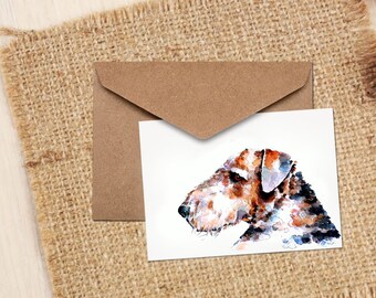 Airedale Terrier II Grußkarte | Hundeliebhaber Geschenk | (4x6" Blank) | Edswatercolours