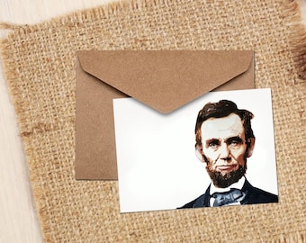 Abraham Lincoln Greeting Card | Icon Lover Gift | (4x6" Blank) | Edswatercolours