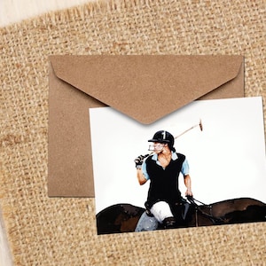 Female Polo Rider II Art Greeting/Note Card.Polo Player Card,Polo rider horse Art card,Polo horse greetings card