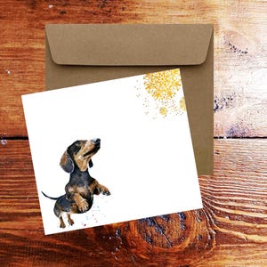 Tarjeta de felicitación/nota/tarjeta de Navidad con Dachshund negro y tostado. Tarjetas de Dachshund, tarjetas de nota con Dachshund, tarjetas de felicitación con arte de Dachshund