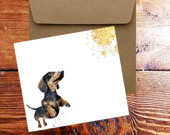 Dachshund Note Card |Christmas Card | Dog Lover Gift | Edswatercolours
