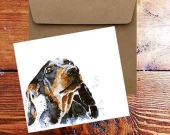 Black and Tan Dachshund Greeting Card | Dog Lover Gift (150*150mm) Blank | Edswatercolours