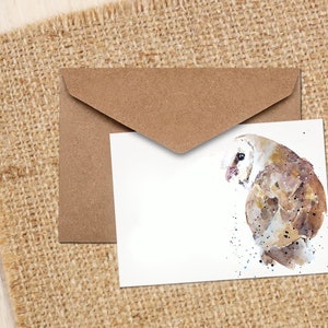 Chouette effraie je vous vois aquarelle Art Note/carte de voeux - carte de voeux chouette effraie, carte de note chouette effraie, carte aquarelle chouette effraie