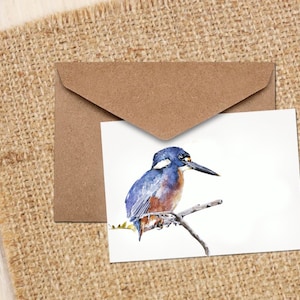Kingfisher Regal Watercolour Art Note/Greeting Card - Kingfisher Greeting card,Kingfisher Note card, Kingfisher watercolor Card