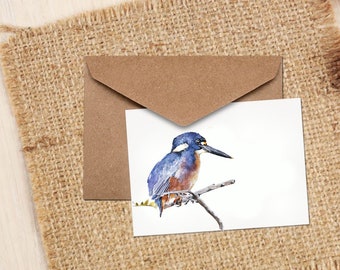 Kingfisher Greeting Card | Bird Lover Gift | (4x6" Blank) | Edswatercolours
