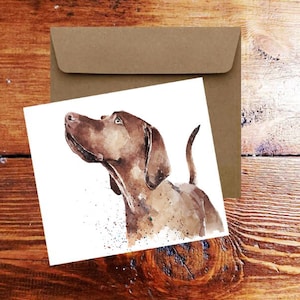 Chien de Vizsla attendant patiemment - carte de voeux carrée - carte de chien de Vizsla, carte de chien de Vizsla, carte de voeux de chien de Vizsla