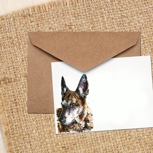 Tarjeta de felicitación/nota de arte del perro pastor holandés. Tarjeta de perro pastor holandés, tarjeta de arte del perro pastor holandés, tarjeta de pastor holandés