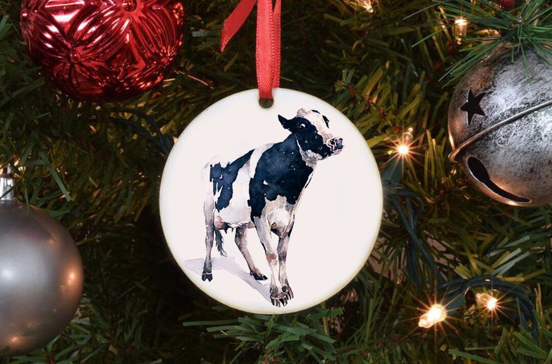 Holstein Friesian Cow Art Tree Decoration.holstein Friesian Xmas Tree