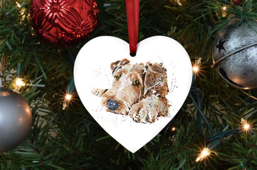 Irish Terrier Heart Tree Decoration.irish Terrier Xmas Tree Etsy