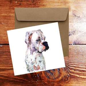 Biglietto di auguri bianco tedesco Boxer Dog Square -White German Boxer Dog card, White German Boxer Dog card, White German Boxer Dog greetings card