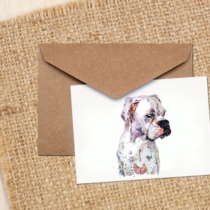 Weiße Boxer Hunde Grußkarte.Boxer Hunde karten,Boxer Dognote Karten,Boxer Hund Grußkarten,Boxer Hund Grußkarten