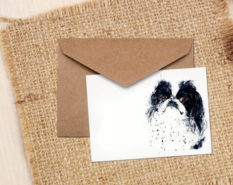 Japanese Chin Greeting Card | Dog Lover Gift | (4x6" Blank) | Edswatercolours