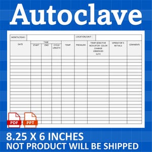 Autoclave Sterilization Log Printable: Track Processes (PDF)
