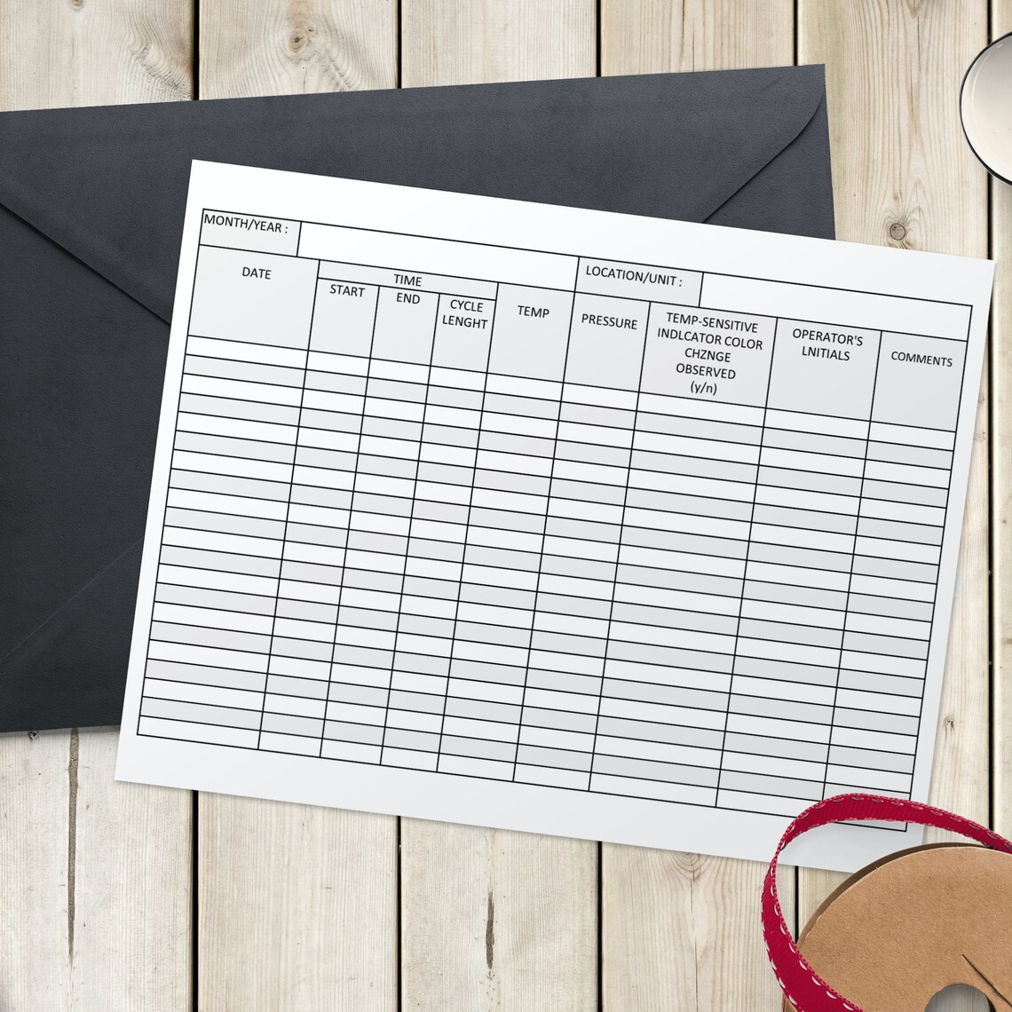 Autoclave Log Printable, Sterilization Log Printable, Autoclave Tracker