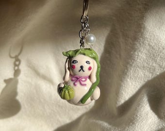 Unripe Tomato Clay Keychain | Handmade Polymer Clay Charm