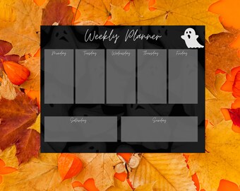 Halloween-Wochenplaner, Geist-Wochenplaner, gruseliger Wochenplaner, Vertikaler Wochenplaner, Halloween-Wochenplaner, Geister-Wochenplaner
