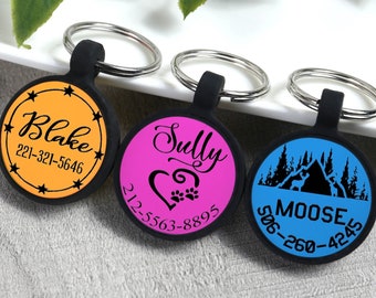 Dog Tag Personalized Silent Dog Tag for Pet Engraved Dog Tag ,Round Shape Silicone Dog Tags,Custom Dog Tag for Dogs, Soundless/Quiet Dog Tag