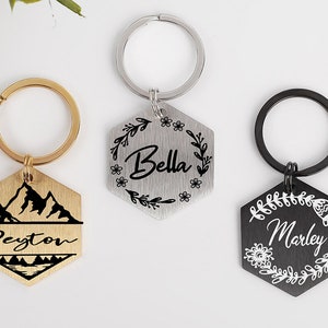 Personalised engraved dog tags,hexagon stainless steel pet tags,ID tag dog tag,Stainless Steel Dog,Puppy Tag,Cute Dog ID Tag,Gifts for Dogs