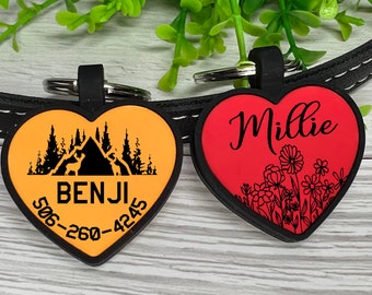 Personalized Silent Pet Tag,Custom Dog Name Tag, Engraved Dog Tag,Silent Pet ID Tag Silent Dog Tag Dog Collar Tag Gift,Heart Dog ID tag