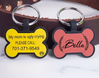 Personalized Bone Pet ID Tag, Silent Silicone Dog Tag