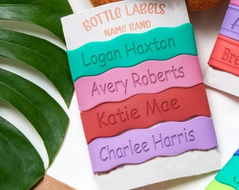 3 pcs/4 pcs  Bottle Band Personalized, Silicone Name Band for Sippy Cup, Water Bottle name label, Engraved Band Gift for Kids
