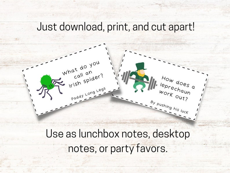 St. Patricks Day Jokes for Kids Lunchbox Notes Printable - Etsy