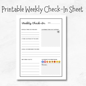 Printable Weekly Check-In Sheet, Student Reflection Sheet, SEL, School Counselor Check-In Sheet