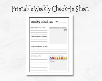 Printable Weekly Check-In Sheet, Student Reflection Sheet, SEL, School Counselor Check-In Sheet