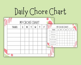 Printable Chore Chart, Weekly Chore Chart, Daily Chore Chart, Daily Chore Tracker, Homeschool Chore Chart