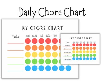 Printable Chore Chart, Weekly Chore Chart, Daily Chore Chart, Daily Chore Tracker, Homeschool Chore Chart