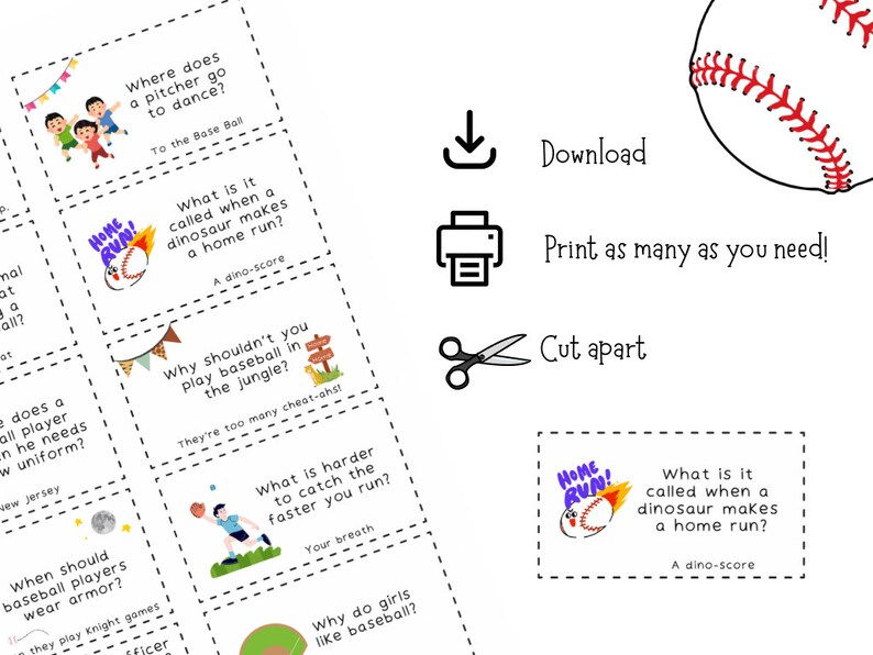 Baseball Jokes for Kids, Printable Jokes for Kids, Baseball Lunchbox