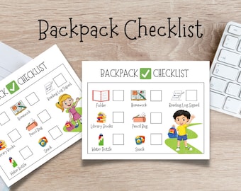 Visual Backpack Checklist, Back to School Printable (PDF Download)