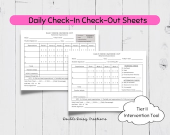 Printable Check-in/Check-out Sheets, Middle School CICO, Behavioral Expectations, CICO Sheets