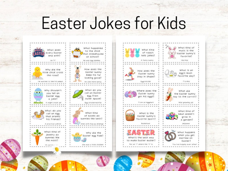 Easter Jokes for Kids, Printable Jokes for Kids, Lunchbox Notes, Easter Party Favors image 1