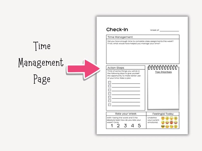 Daily Check In Sheet Printable Student Weekly Check-in Sheets (PDF), Academic Support Check ...